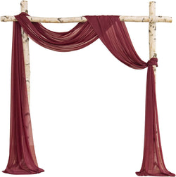 Burgundy Wedding Arch Draping Fabric - 2 Panels of 30 X 20Ft Chiffon for Ceremony and Reception Decorations
