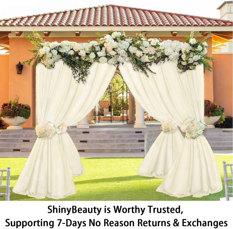Ivory Wedding Arch Drapes - 2 Panels 20FT Chiffon Fabric Backdrop for Ceremony Decorations