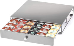 Nifty Coffee Pod Mini Drawer – Black Finish, Compatible with K-Cups, 24 Pod Pack Holder, Non-Rolling, Under Coffee Pot Storage, Sliding Drawer, Home Kitchen Counter Organizer