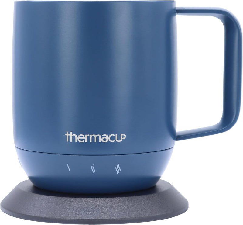 Thermacup Premium Self-Heating Coffee Mug with Lid, Temperature Controlled Led Electric Mug, 3 Custom Heat Settings, Auto Shut Off Feature, Keeps Liquids Warm, Sip Smarter (Midnight Black – 14 oz.)