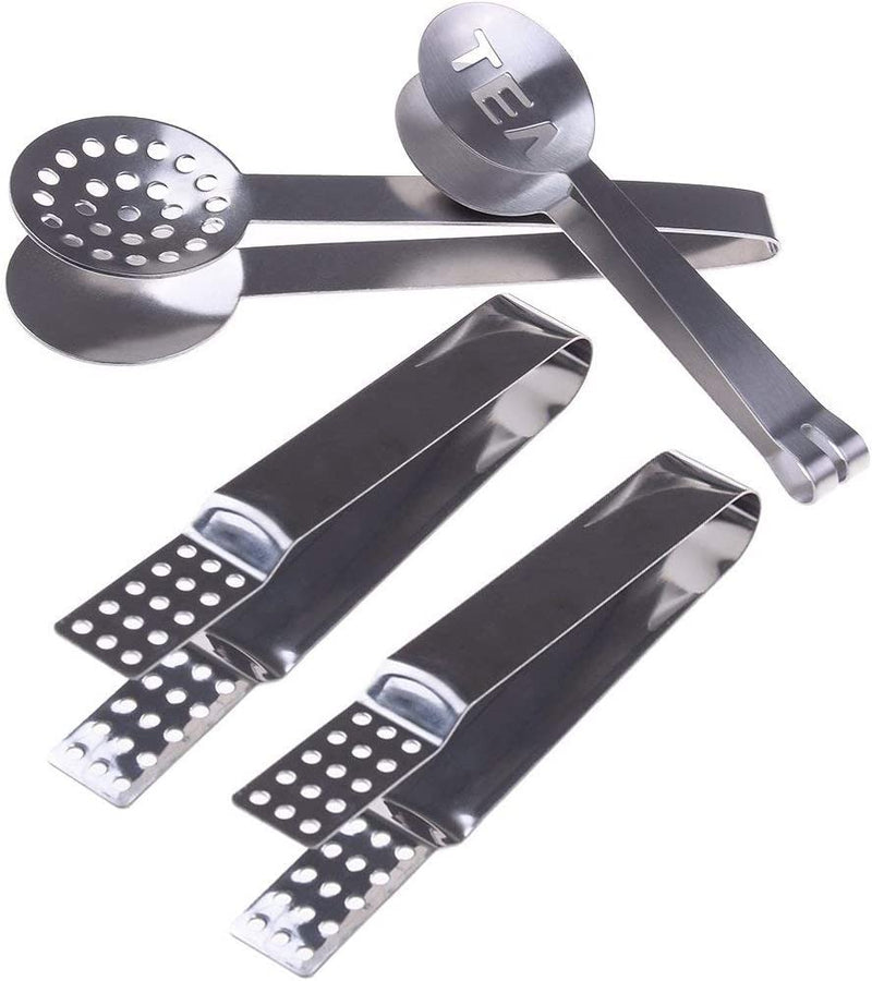 Haishell 3 Pcs Stainless Steel Tea Bag Tongs Teabag Squeezer Strainer Holder Grip Metal Spoon Mini Sugar Clip Kitchen Bar Tools