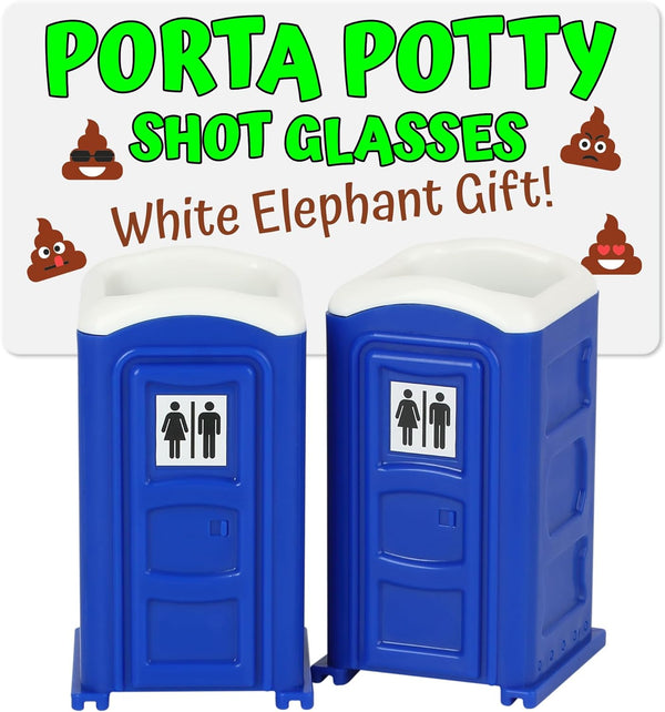 Porta Potty Shot Glasses, Top Choice for Your #2 Humor, Funny Shot Glasses, Gag Gift for Men, White Elephant Gifts, Secret Santa, and Shot Glass Collectors
