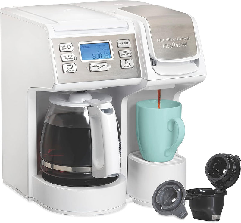 Hamilton Beach 49976 FlexBrew Trio 2-Way Coffee Maker, Compatible with K-Cup Pods or Grounds, Combo, Single Serve & Full 12c Pot, Black