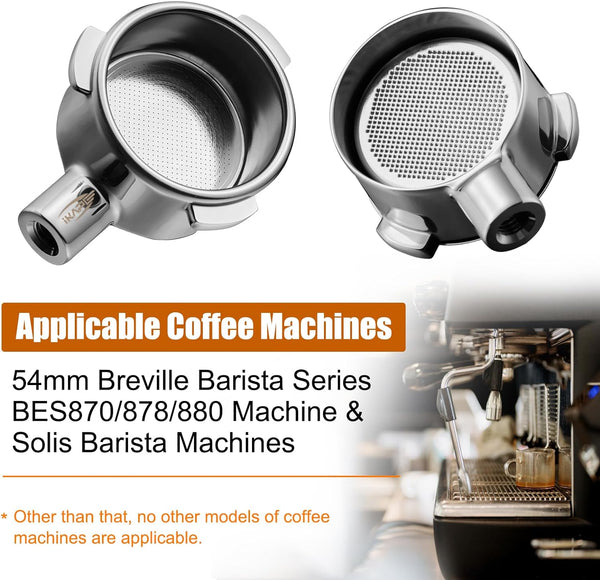 IKAPE Coffee Products, 54mm Bottomless Naked Portafilter Compatible with 54mm Breville Barista Series BES870/878/880 Machine & Solis Bar