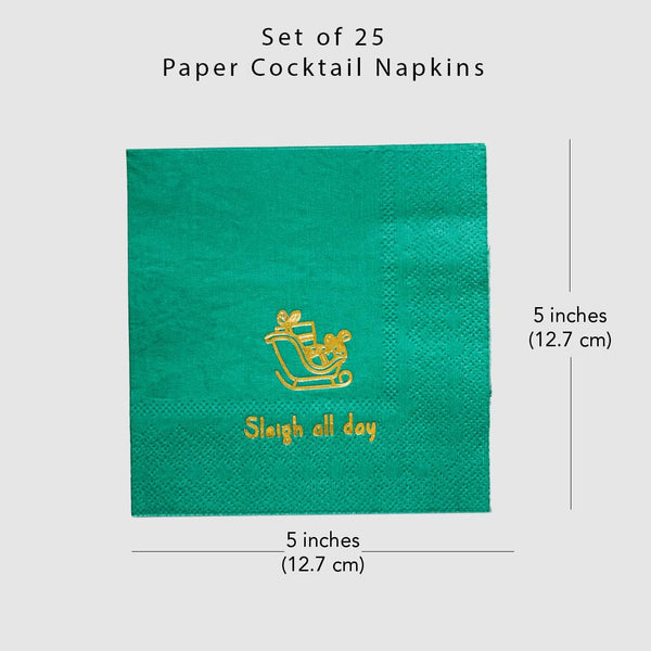 Coterie Holiday Cocktail Napkins (Set of 25) - Christmas Cocktail Napkins, Fun Cocktail Napkins, Funny Paper Napkins, Witty Holiday Napkins | 5" Paper Napkins