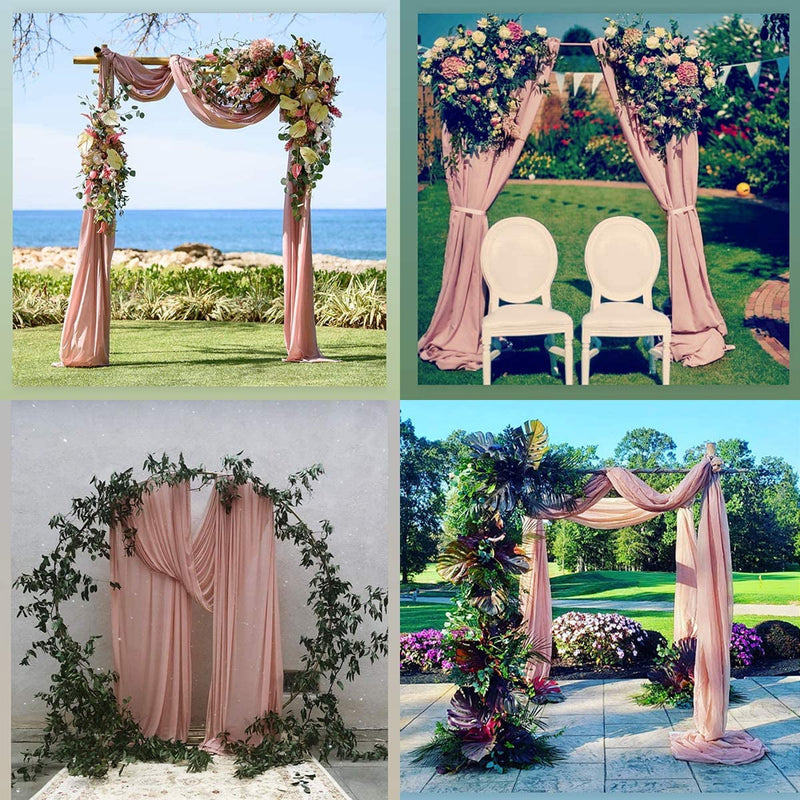 Dusty Rose Chiffon Wedding Arch Drapes - 6 Yards Solid Curtains for Wedding Backdrop Decoration