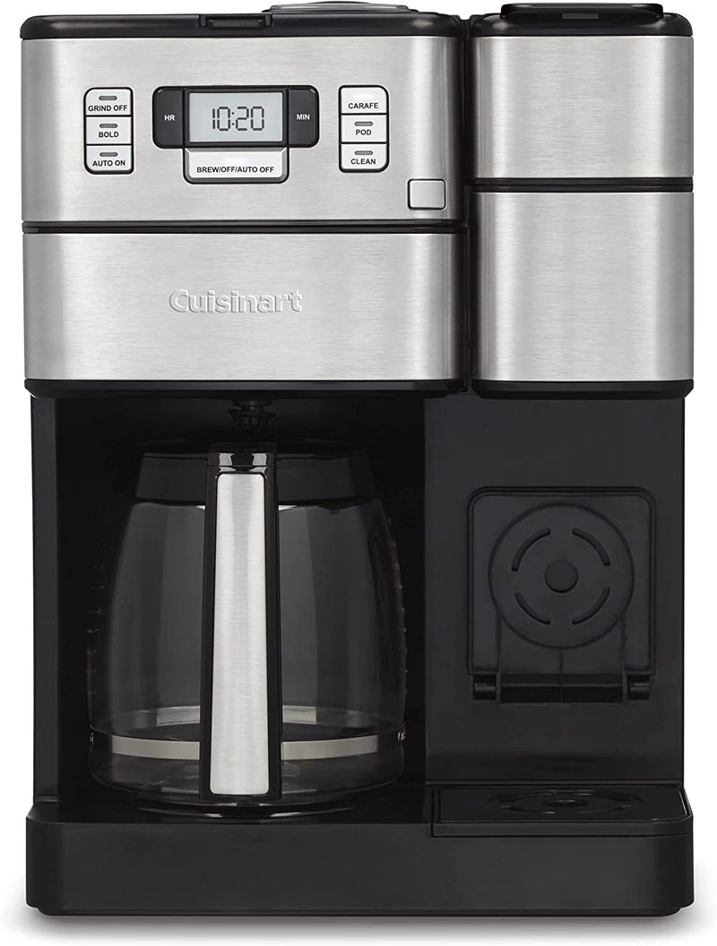 Cuisinart Single Serve Coffee Maker + Coffee Grinder, 48-Ounce Removable Reservoir, Black, DGB-2