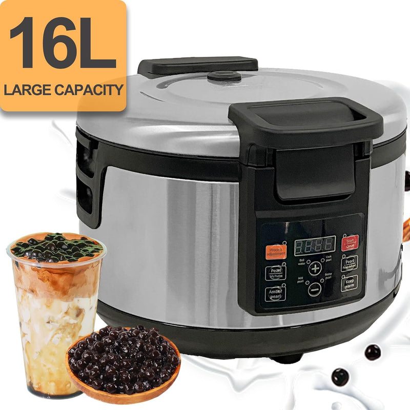 Yovtekc Commercial Tapioca Pearl Cooker, 16L Boba Bubble Tea Cooker, Non-Stick Boba Pearl Maker with Button Control Panel for Bubble Boba Tea Sago Pearl Milk Tea, 2200W 110V