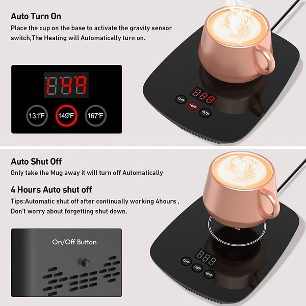 nicelucky Coffee Mug Warmer for Desk with Heating Function 25 Watt Electric Beverage Warmer with Adjustable Temperature 131℉/ 55℃or 167℉/ 75℃ (Without Mug)