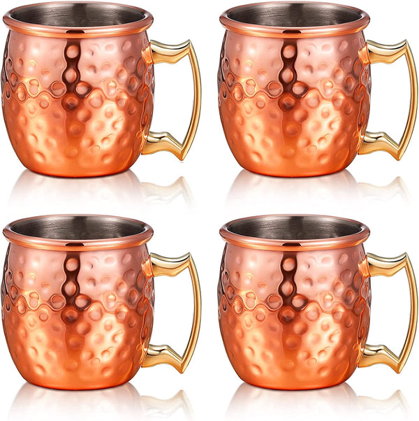 4 Pieces Mini Moscow Mugs 2 oz Mule Shot Glasses for Home, Kitchen, Bar Drinkware (Rose Gold)