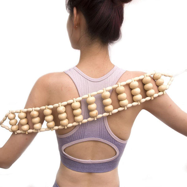 Wood Back Massage Roller Rope, Wood Therapy Cellulite Self Massage Tools for Back Neck Leg Pain Relief