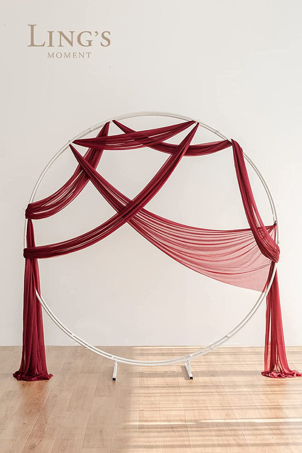 Burgundy Wedding Arch Draping Fabric - 2 Panels of 30 X 20Ft Chiffon for Ceremony and Reception Decorations