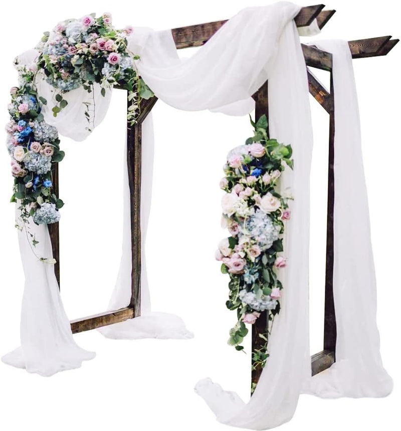 2-Piece White Sheer Chiffon Wedding Arch Drapes - 6 Yards Long x 30 Wide - Party Backdrop Decoration