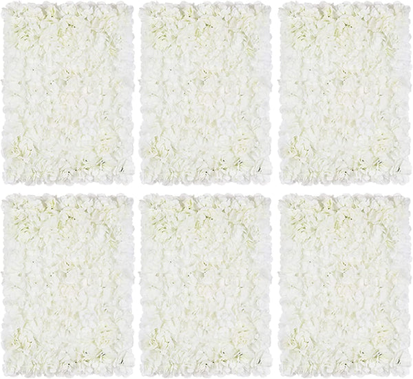 Flower Wall Panel Backdrop Decor - 6 Pcs Artificial Dahlia Flowers - Silk Faux White - Wedding Party Baby Bridal Shower Hanging