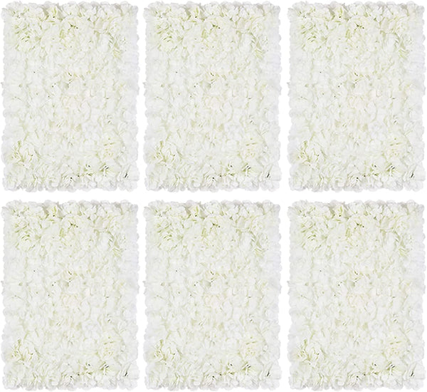 Flower Wall Panel Backdrop Decor 6 Pcs Dahlia Artificial Flowers Wall Backdrop Silk Faux White Flower Wall for Wedding Party Baby Bridal Shower, Hanging 3D Fake Floral Wall Panels Decoration