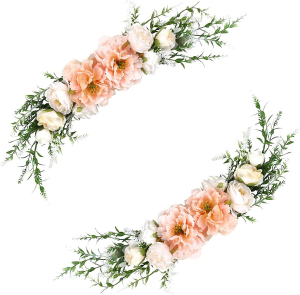 2PCS Artificial Peony Flower Swag - 189 Inch Peach Decorative Floral Arrangements for Wedding or Home Decor