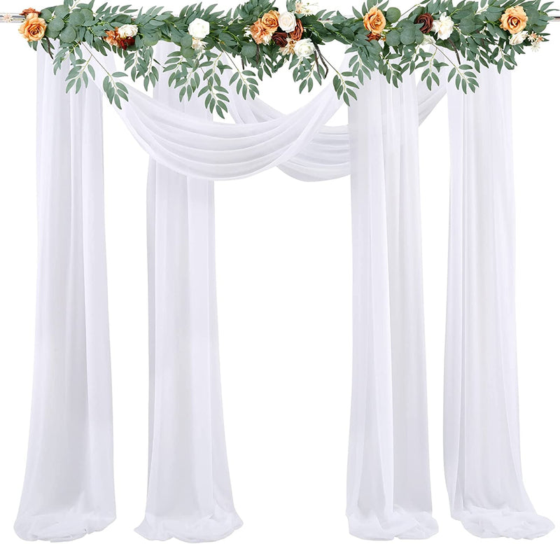 Wedding Arch Drapes Fabric - 2 Panels White 6 Yards 29 x 216 Sheer Backdrop Curtain for Party Ceremony Stage Decor