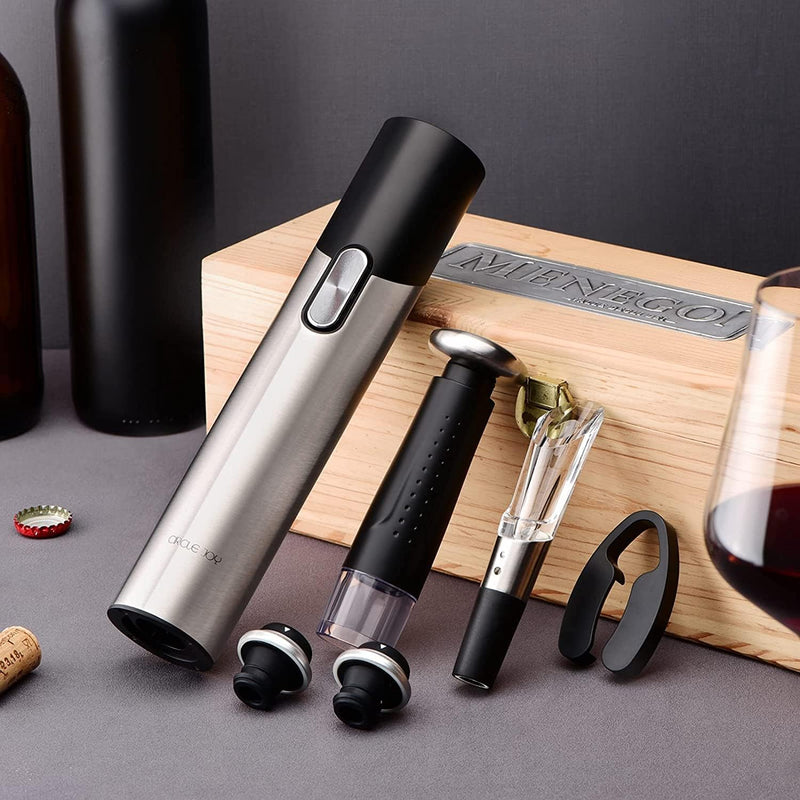 CIRCLE JOY Electric Wine Opener Set Automatic Wine Opener Kit for Wine and Beer Cordless Electric Wine Bottle Openers Gift Set with Foil Cutter, Aerator Pourer, Vacuum Pump and 2 Wine Stoppers