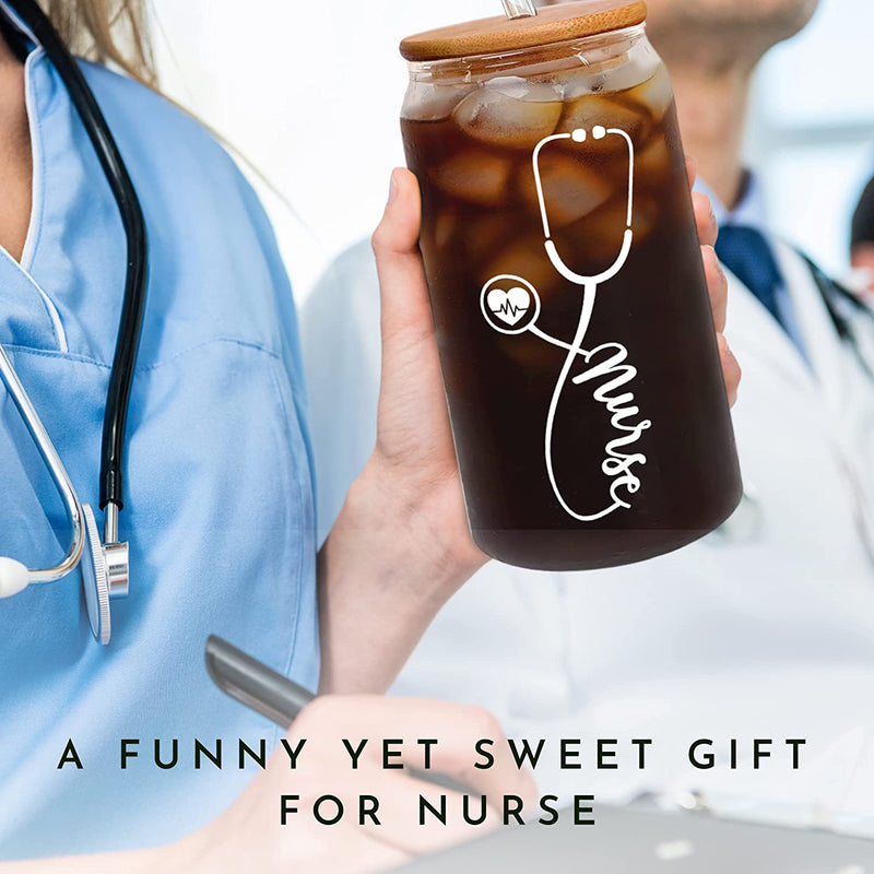 Nurse Gifts for Women - Nurse Christmas Gifts, Gifts for Nurses, Nurse Appreciation Gifts - Nursing Gifts, Nurses Gifts, Nursing Graduation Gifts - RN Gifts for Nurses Women - 16 Oz Can Glass