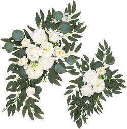 Wedding Swag Set of 2 - Artificial Floral Decor for Welcome Sign and Reception Table 2Ps White