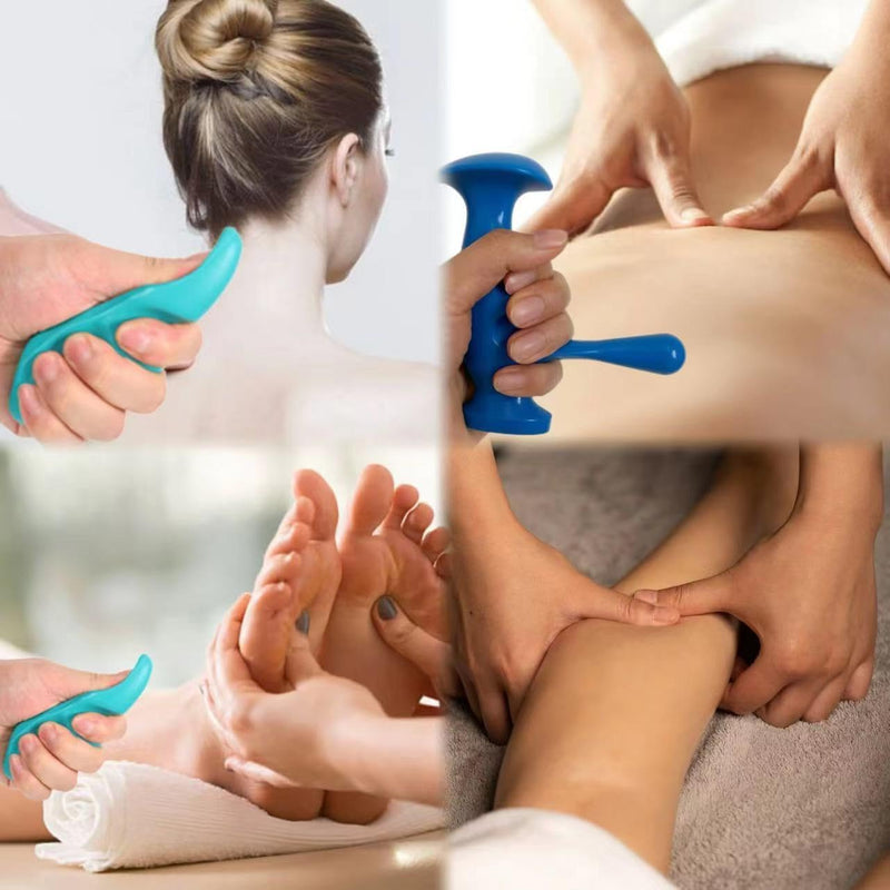 Mnelaeopli Manual Trigger Point Massage Tool and Thumb Massager for Full Body Deep Tissue Massage, Pressure Point Massage Tool Gifts, with 2 Pieces Finger Ring, Stress Relief and Muscle Recovery