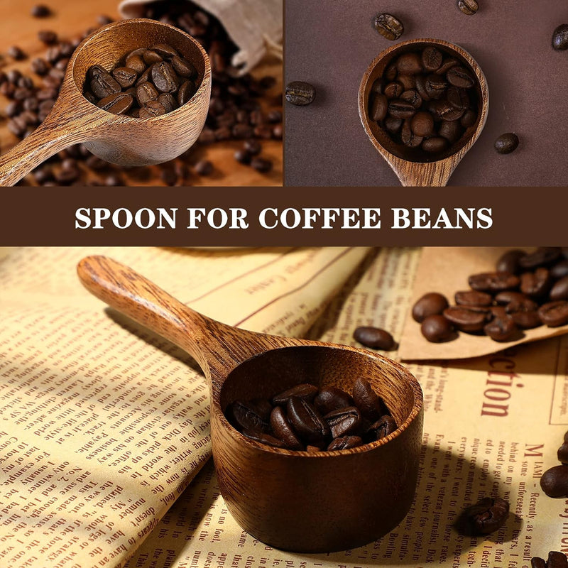 Housoutil 2pcs Wooden Coffee Spoons, Wooden Coffee Ground Spoon Coffee Scoops, Wooden Measuring Tablespoon for Coffee Beans, Ground Beans, Protein Powder, Spices, Tea Scoops for Canisters