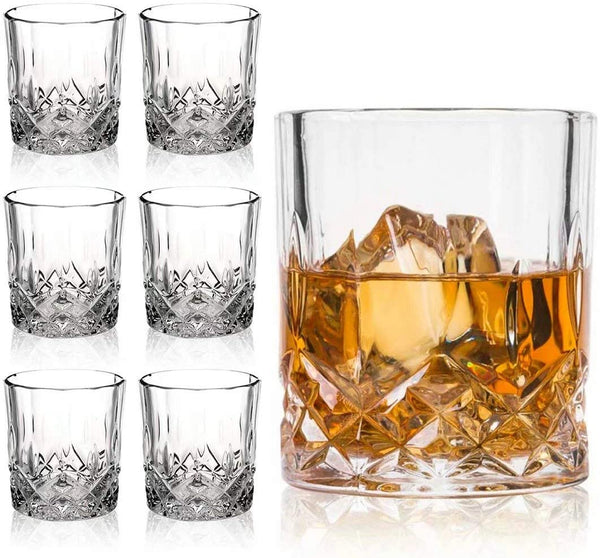 Farielyn-X Old Fashioned Whiskey Glasses (Set of 6), 11 Oz Unique Bourbon Glass, Ultra-Clarity Double Old Fashioned Liquor Vodka Bourbon Cocktail Scotch Tumbler Bar Glasses Set