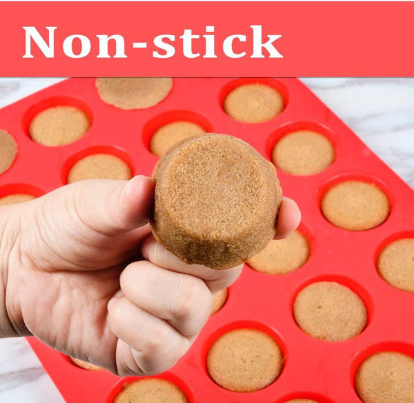 CAKETIME Silicone Muffin Pan Mini 24 Cups Cupcake Pan, Nonstick BPA Free Silicone Baking Pan 1 Pack