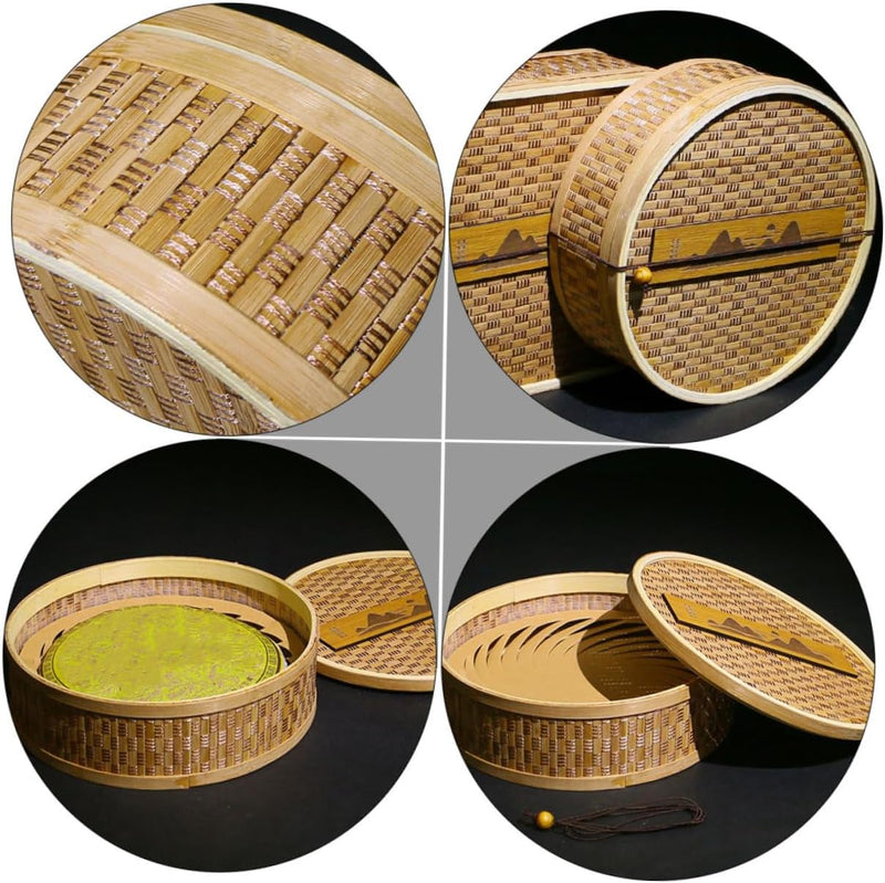 Abaodam 1pc Tea Cake Box Tea Bag Case Tea Leaf Case Tea Chest Organizer Tea Bag Holder Sugar Packets Container Tea Leaf Organizer Wood Bracket Tea Leaf Holder Woven Bamboo Tea Stand