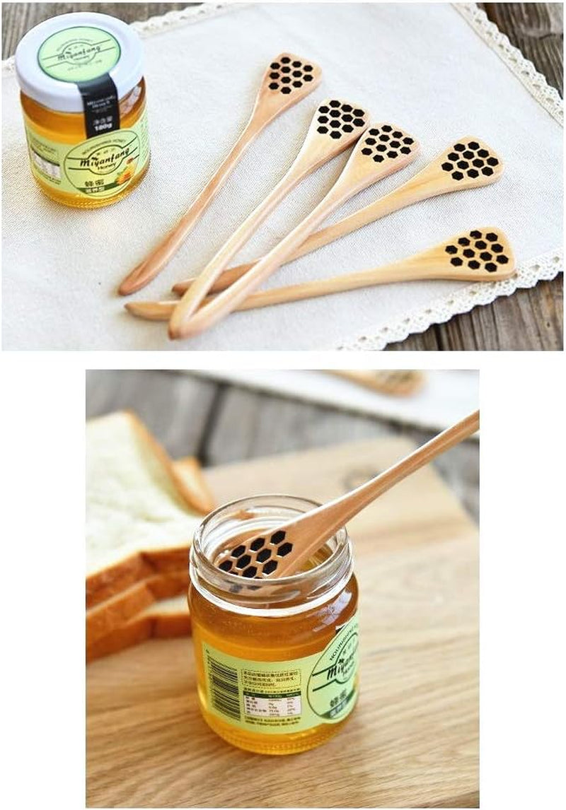 12 Pack Wooden Honey Comb Honey Stick Honey Dipper Spoon, Coffee Stiring Spoon, Tableware for Wedding or Party Favors