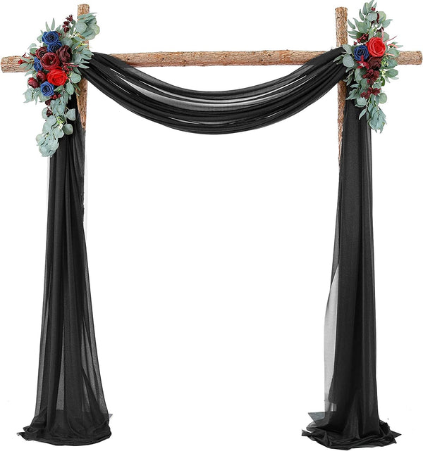 Wedding Arch Draping Fabric - Sheer Black Backdrop Curtain for Wedding Ceremony Decoration 28 x 19ft