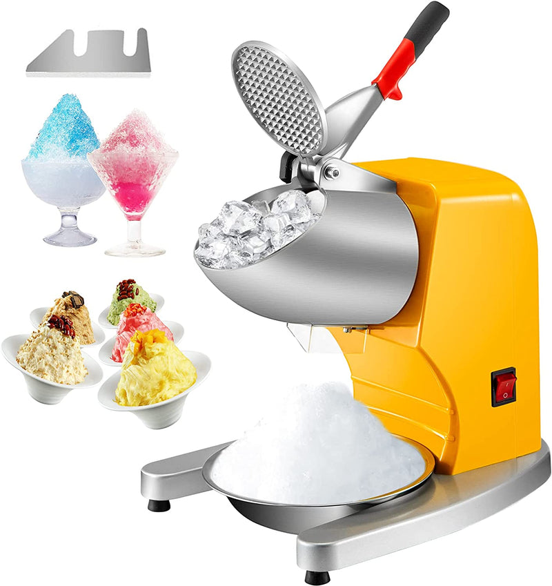 VEVOR Ice Crushers Machine, 176lbs Per Hour Electric Snow Cone Maker with 2 Blades, Shaved Ice Machine with Cover, 220W Ice Shaver Machine for Margaritas, Home and Commercial Use