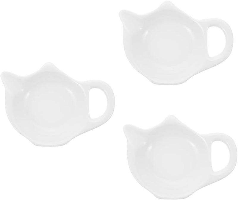 Ciieeo 3pcs Ceramic Tea Bag Saucer Tea Bag Rest Teabag Container Ceramic Tea Bag Coasters Keychain Holder Mini Scoops Household Teabag Tray White Dipping Vegetables Desktop Ceramics