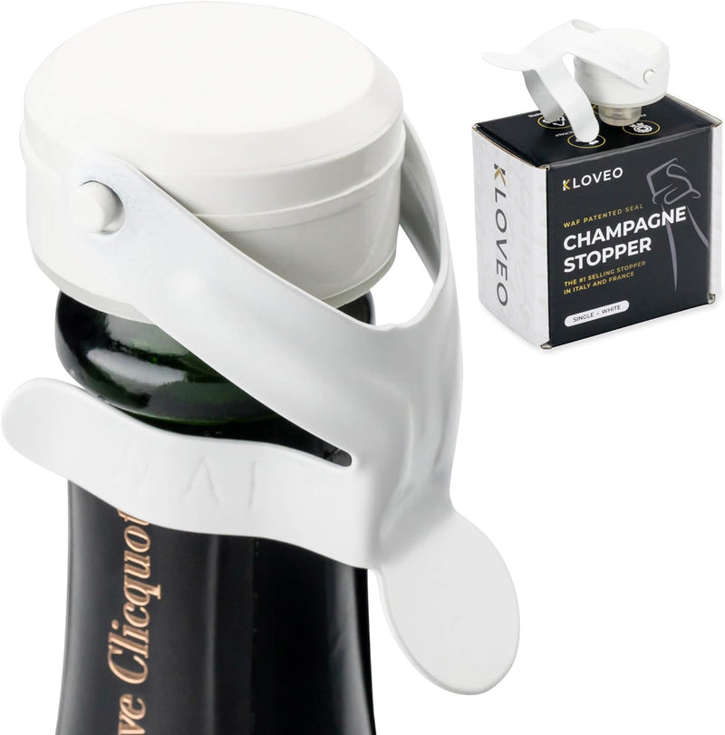 Champagne Stoppers by Kloveo - Patented Seal (No Pressure Pump Needed) Made in Italy - Professional Grade WAF Champagne Bottle Stopper - Prosecco, Cava, and Sparkling Wine Stopper