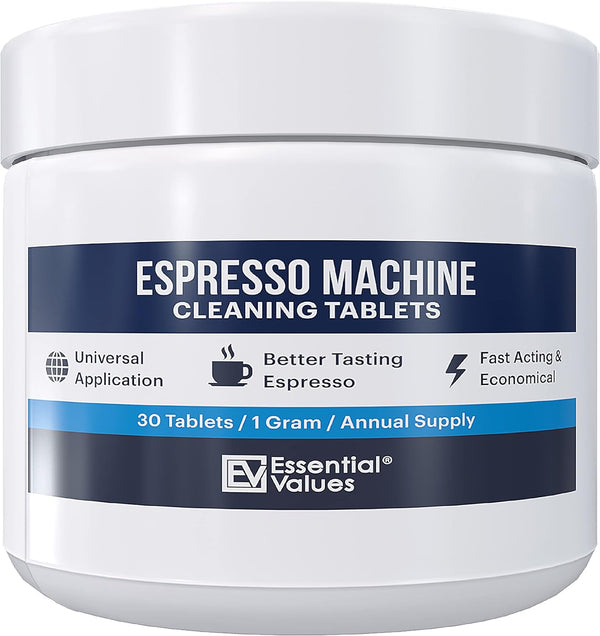 Essential Values Espresso Machine Cleaning Tablets (30 Tablets), For Jura, Miele, and Breville Espresso Machines - Made in USA