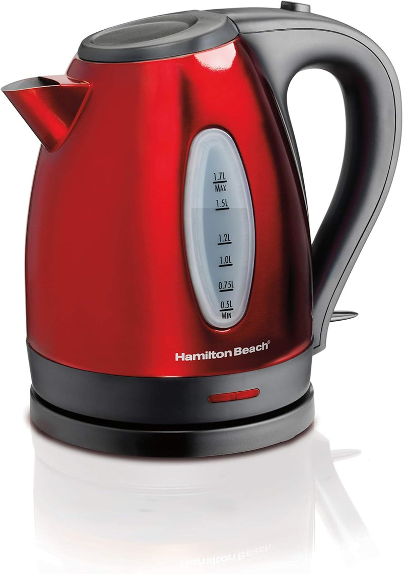 Hamilton Beach Electric Tea Kettle, Water Boiler & Heater, 1.7 Liter, Cordless Serving, 1500 Watts for Fast Boiling, Auto-Shutoff and Boil-Dry Protection, Stainless Steel (40880)