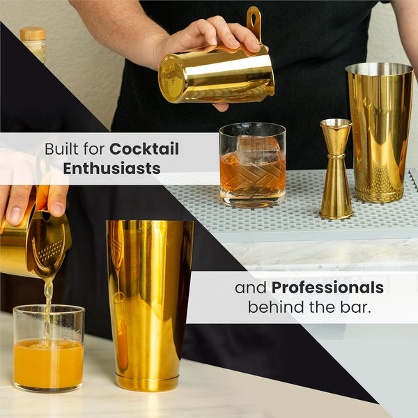 A Bar Above Professional Boston Shakers Set - 18oz Weighted & Unweighted Cocktail Shaker Set For Bartenders - Pro Bar Shaker Made from Premium Stainless Steel 304. Essential Bar Tools For Drink Making