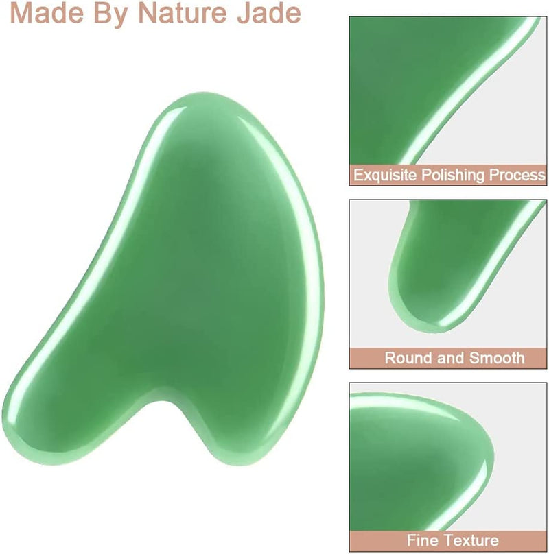 URAQT Gua Sha Massager Tool, 2 Pcs Natural Jade Stone Guasha Board, Gua Sha Scrapping Massager Stones for Physical Therapy and SPA Acupuncture Therapy, Guasha Facial Tool for Face, Eye, Neck, Body