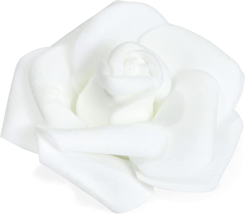 100 Pack White Artificial Roses - 3-Inch Stemless for Wedding DIY Crafts Centerpieces - Valentines Decoration