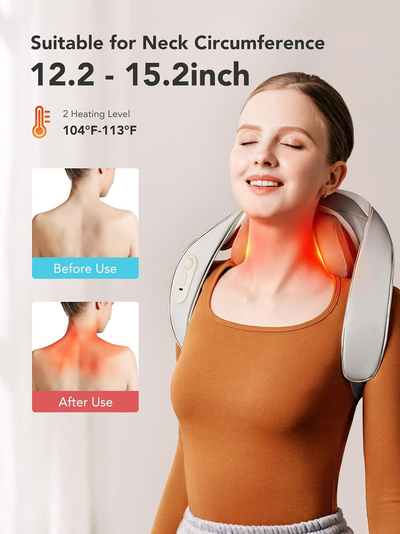 SKG Shoulder and Neck Massager for Pain Relief Deep Tissue, 6D Cordless Shiatsu Neck Massager with Heat for Neck, Back, Shoulder, Legs, Electric Kneading Massage Use at Home Office Car, H5