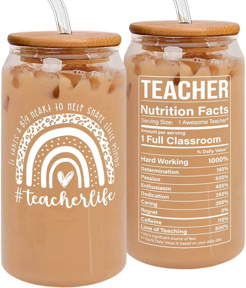 Teacher Appreciation Gifts for Women - Teacher Gifts for Women, Gifts for Teachers Women - Teacher Birthday Gifts, Teacher Christmas Gifts, Teacher Gifts For Christmas - Teacher Gift - 16Oz Can Glass