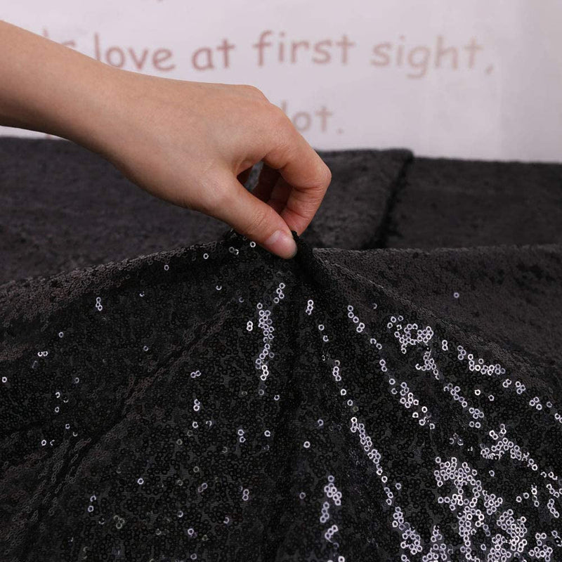 55X55 Seamless Square Sequin Tablecloth - Black