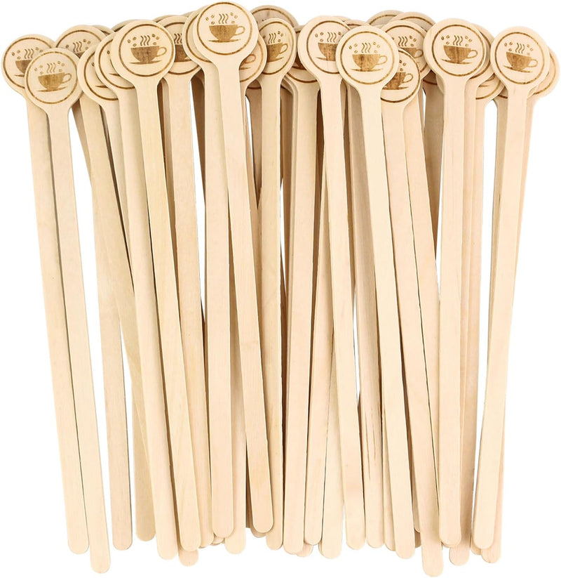 100pcs Coffee Stirrers Stir Sticks 7 Inch Wooden Coffee Stir Sticks with Merry Christmas Round Handle Disposable Biodegradable Coffee Stirrers Wood for Stirring Coffee Cocktails Milk Honey