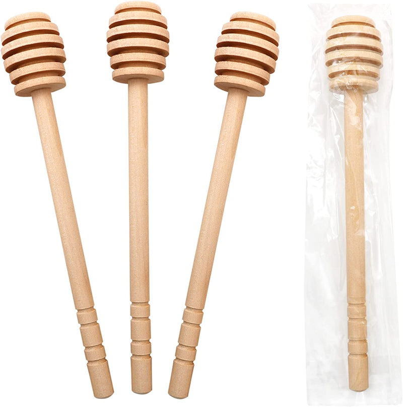 BLUE TOP 20PCS Wooden Honey Dipper Stick 6 Inch Individually Wrapped Honey Stirrer Stick,Honeycomb Sticks,Honey Wand for Honey Jar Dispense Drizzle Honey and Wedding Party Favors Gift.