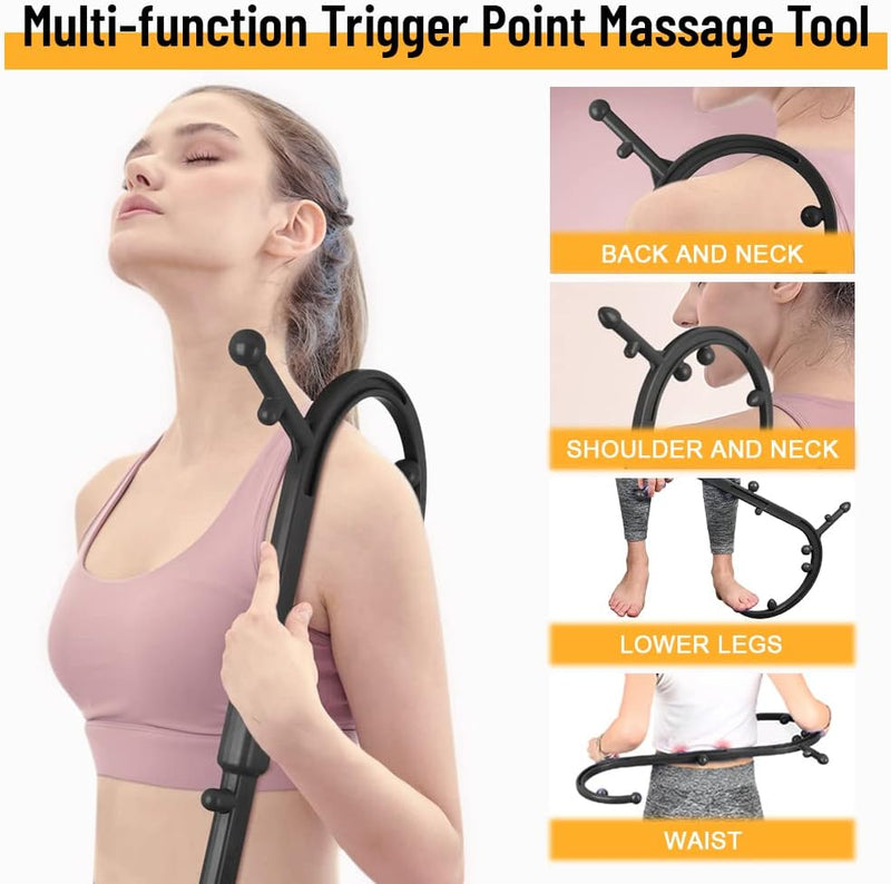 GOHIKING Trigger Point Massager Tool Neck and Back Massager Handheld, Manual Self Massage Tool, Lower Back Massager, Shoulder Massager, Myofascial Release Tool - Deep Muscle Massage