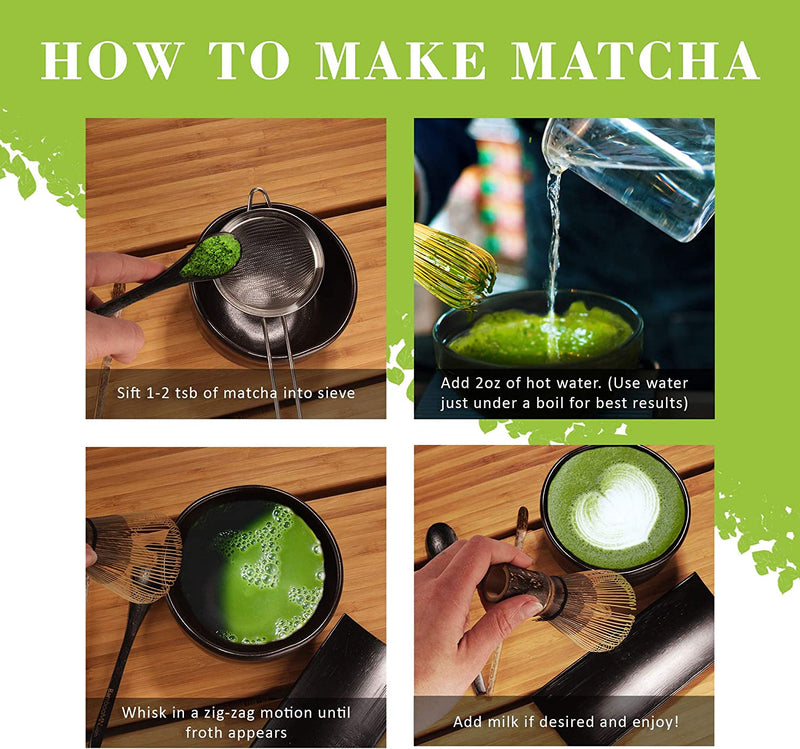 BambooMN Matcha Whisk Set - Golden Chasen (Tea Whisk) + Chashaku (Hooked Bamboo Scoop) + Tea Spoon - 1 Set - Premium Matcha Set to Prepare a Traditional Cup of Matcha