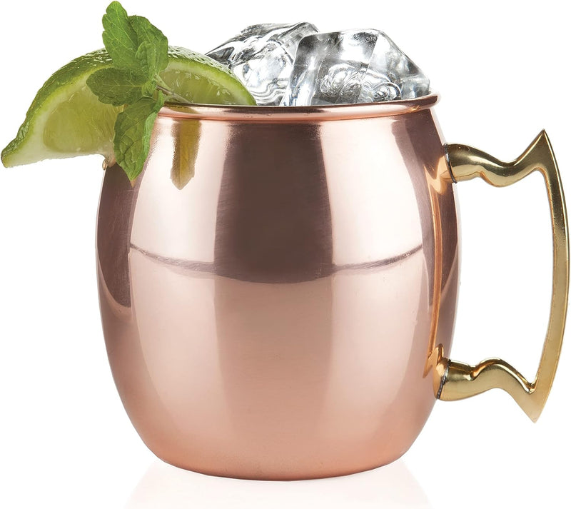 Twine Moscow Mule mugs, Stainless Steel Moscow Mule Cup, Cocktail drinkware, Copper Bar Cart Accessories, 16oz, Red