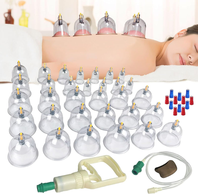 Cupping Set Massage Therapy Cups - 12 Vacuum Suction Cups with Pump Massager for Cellulite Reduction Back Neck Joint Pain Relief,Chinese Hijama Cupping Set