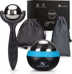 Nobility Massage Ball Roller– Ice Cold and Hot for Deep Tissue and Sore Muscle Relief of Stiffness and Stress, Body, Neck, Back, Foot, Plantar Fasciitis, Gifts for Men & Women, Black