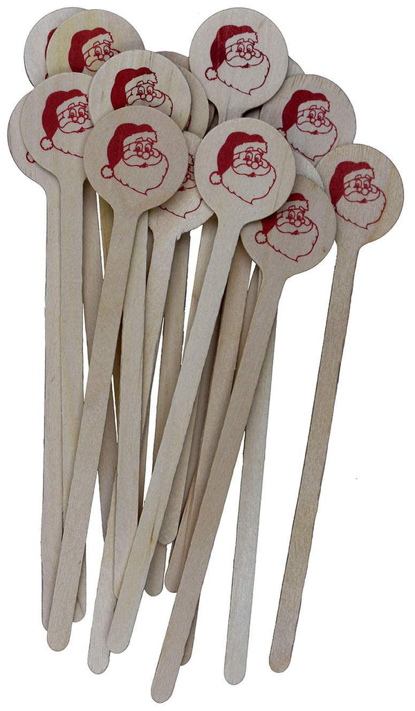 Perfect Stix - Cocktail 6 R- Santa Claus-50 6" Wooden Cocktail/Drink Stirrers with Santa Claus Pack of 50ct